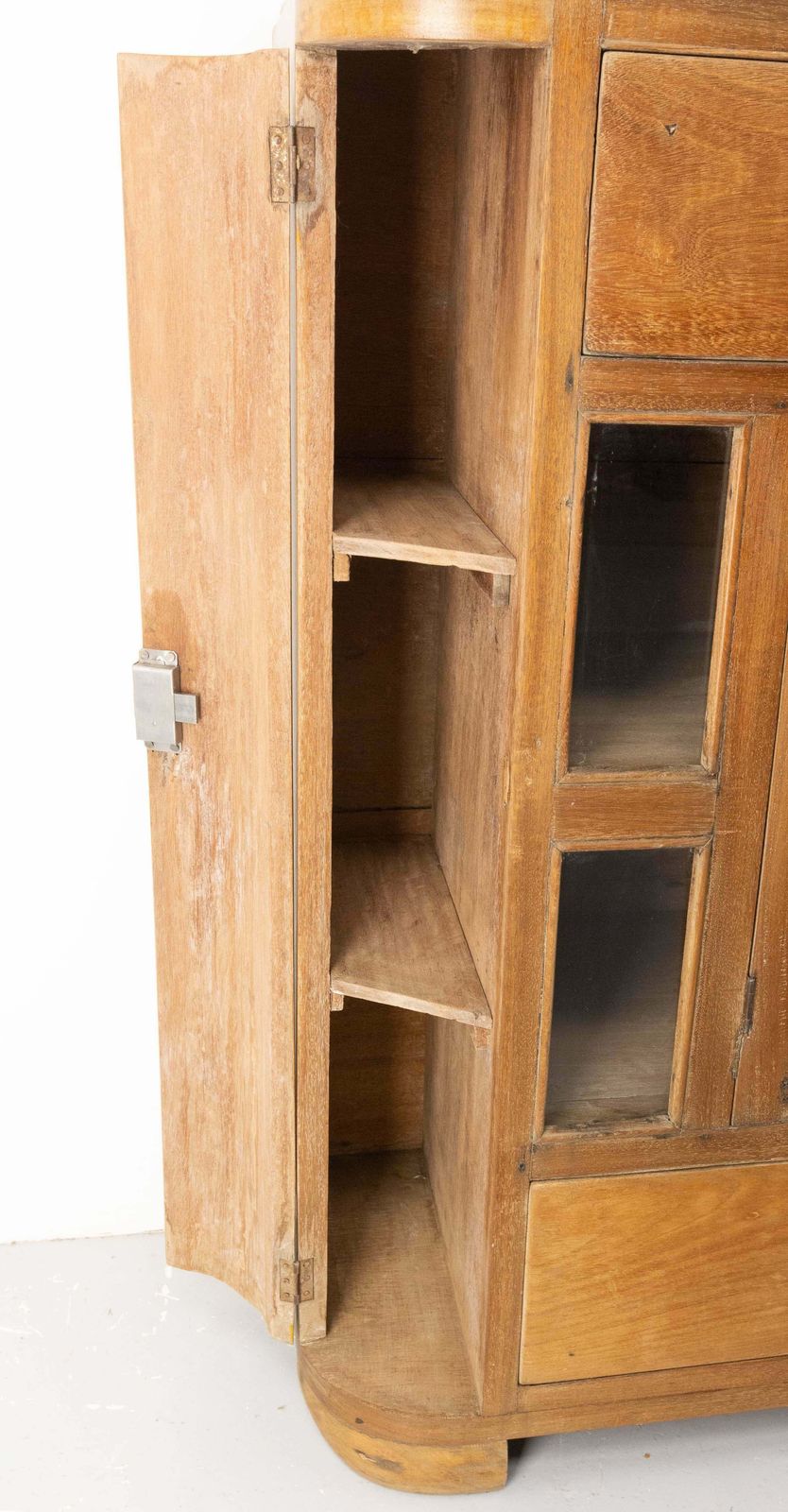 French Glass Cabinet Or Little Vitrine Massive Teck, French, Circa 1950 photo vintage