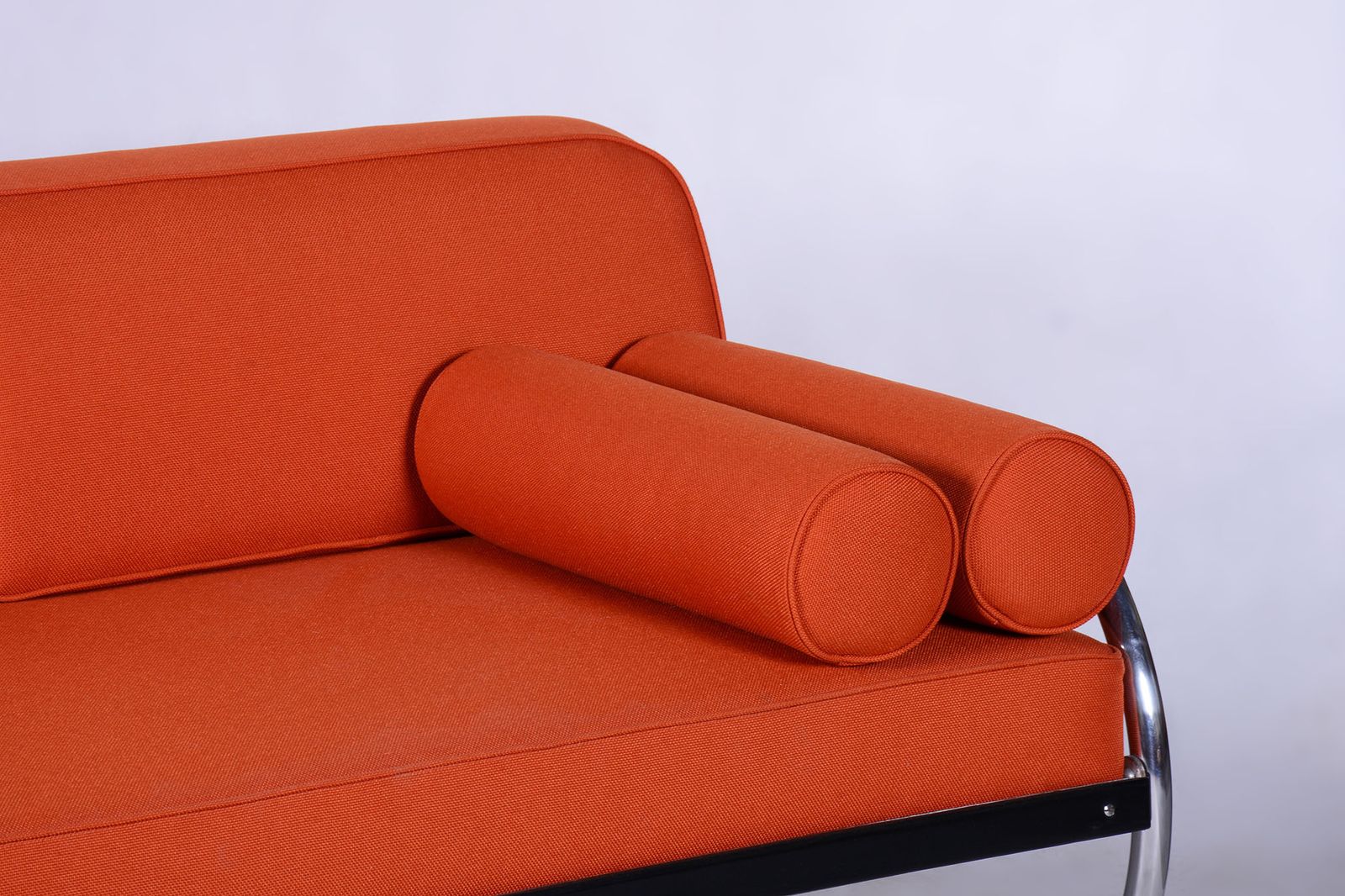 Restored Orange Bauhaus Sofa, Robert Slezak, High Quality Leather, 1930s photo for sale