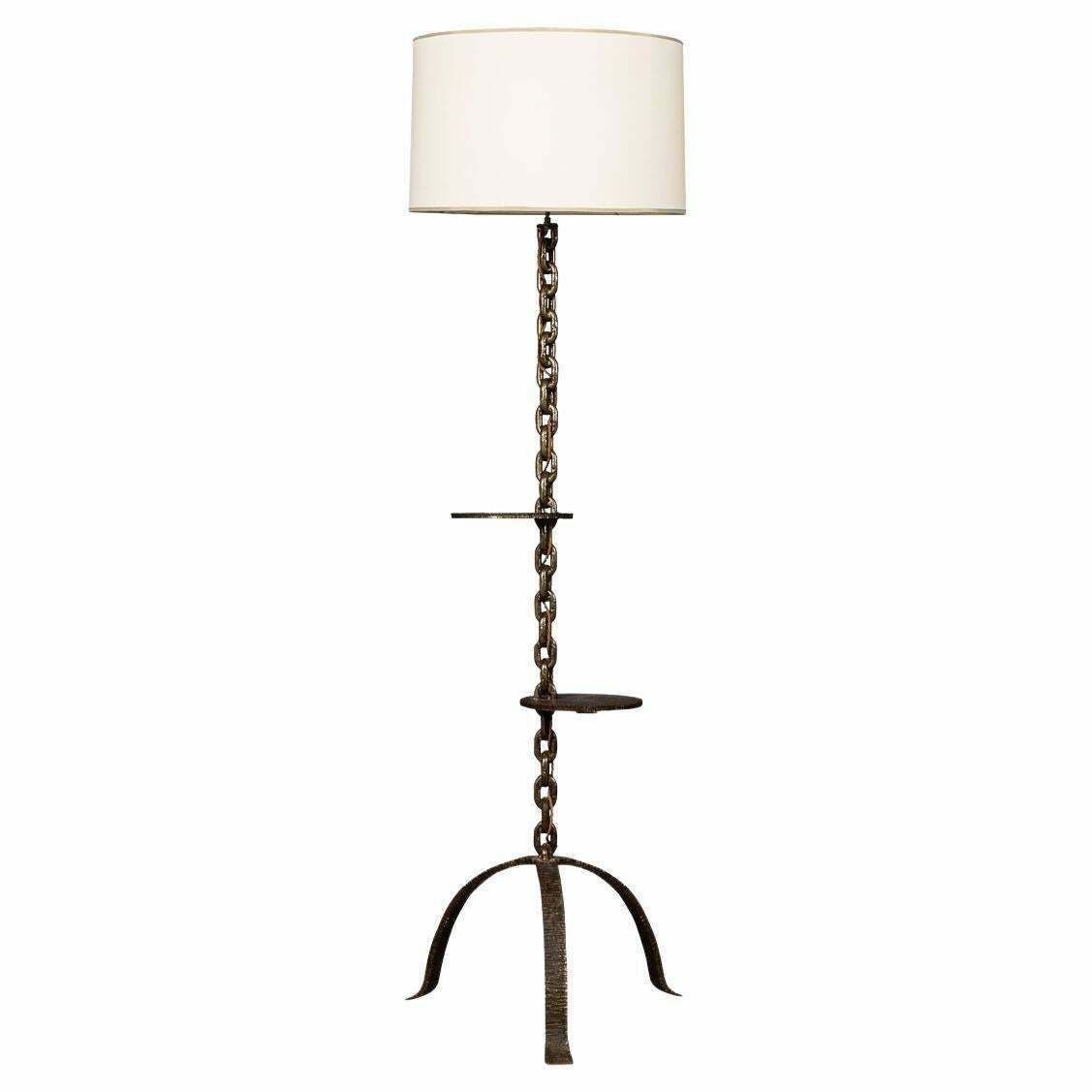 20th Century French Anchor Chain Freestanding Lamp With Shelves, C.1930