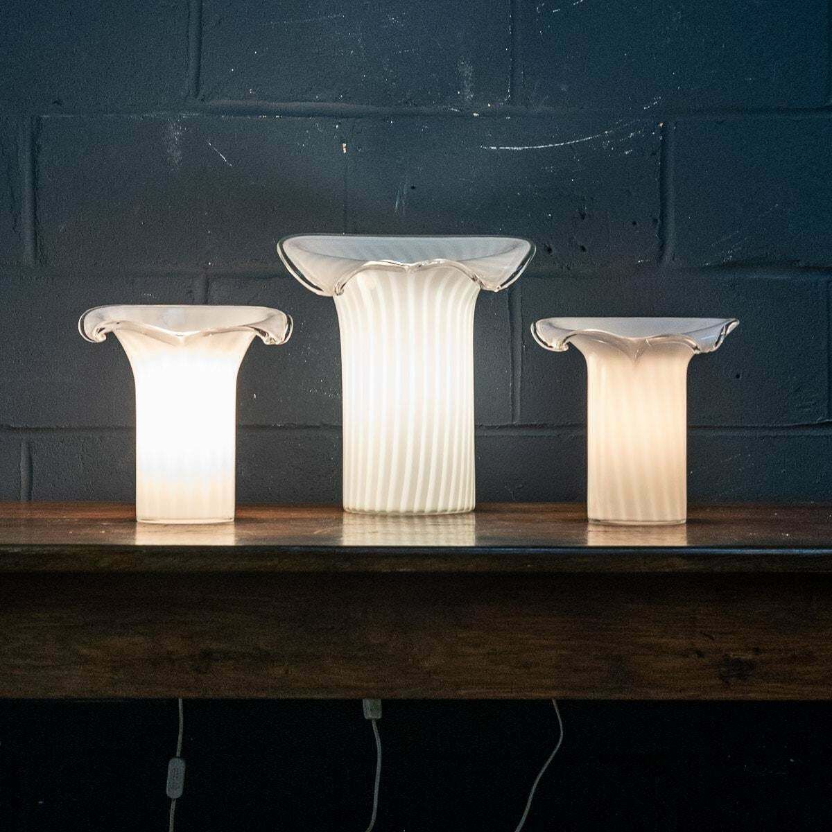 photo for sale Set Of Three Murano Glass Table Lamps Made In Venice, Italy, C.1980