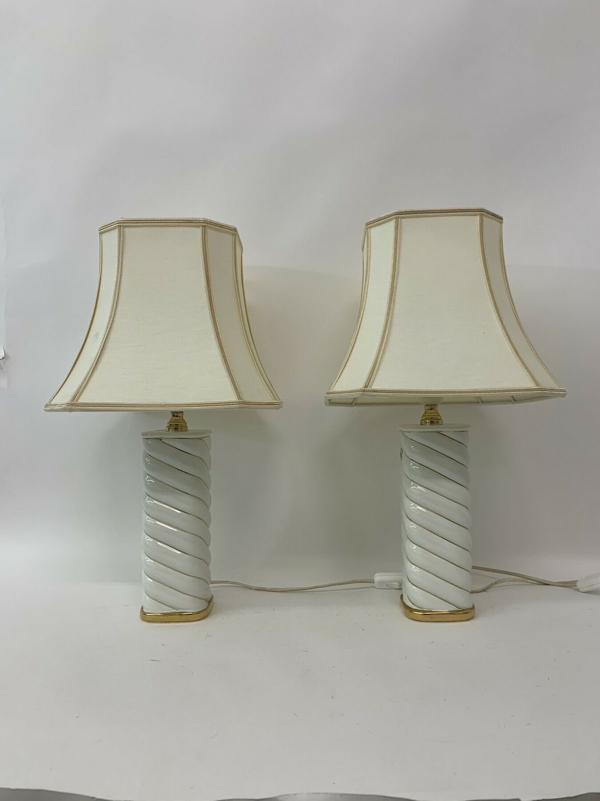 Set Of 2 Ceramic Swirl Table Lamps Italy , 1970’s