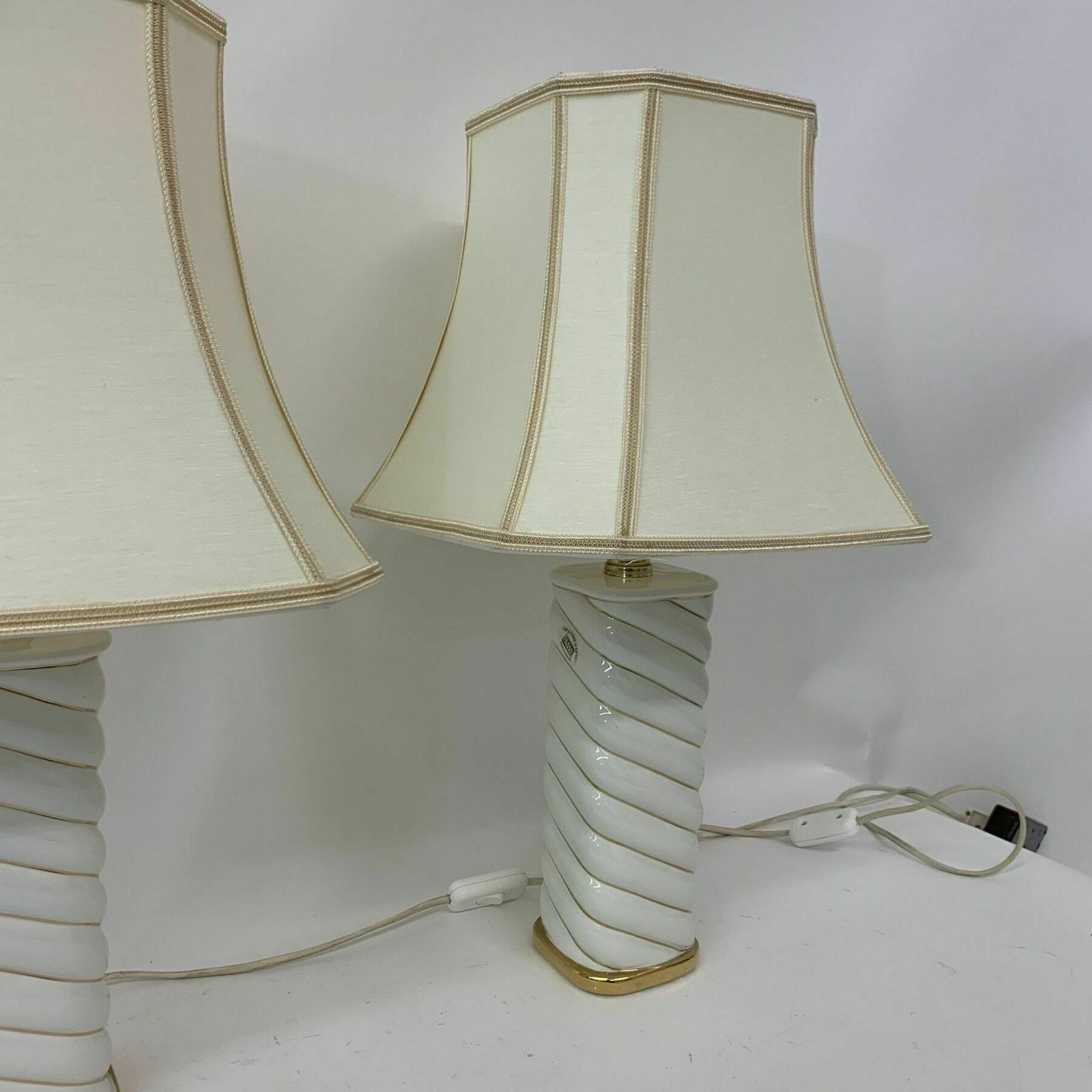 Set Of 2 Ceramic Swirl Table Lamps Italy , 1970’s photo buy