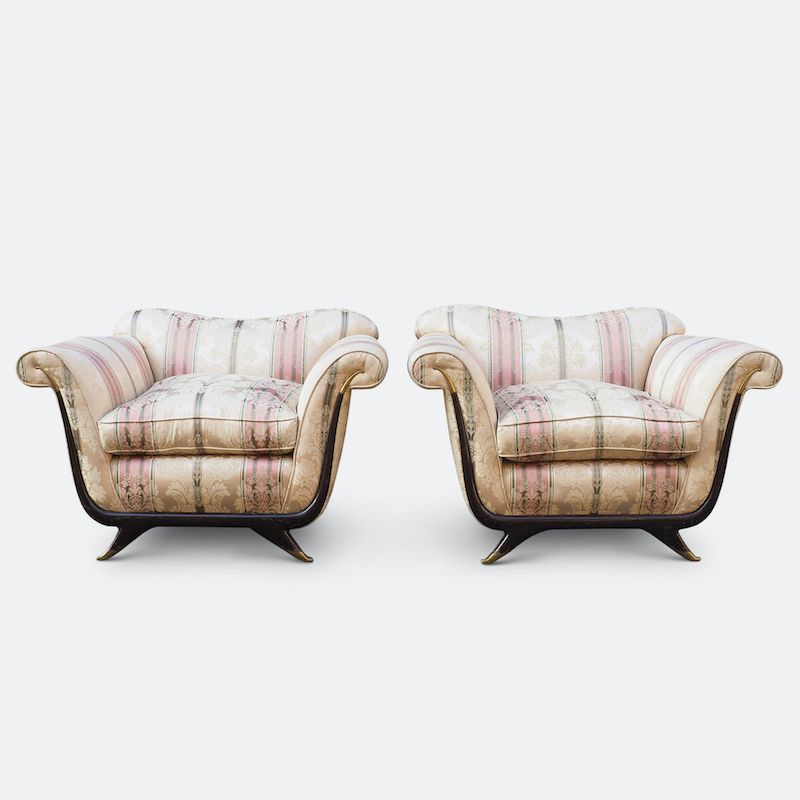 Pair Of Large Lounge Chairs Attributed To Guglielmo Ulrich Circa 1940