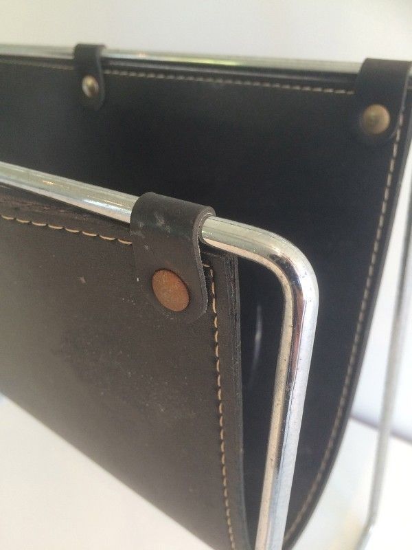Black Leather And Chrome Magazine Rack photo vinterior