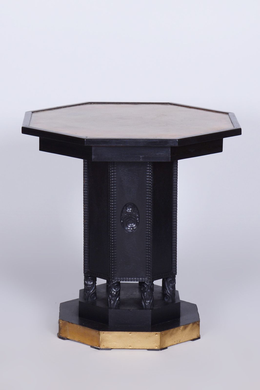 photo for sale Restored Art Nouveau Seating Set, Stained Oak, New Upholstery, Austria, 1910s