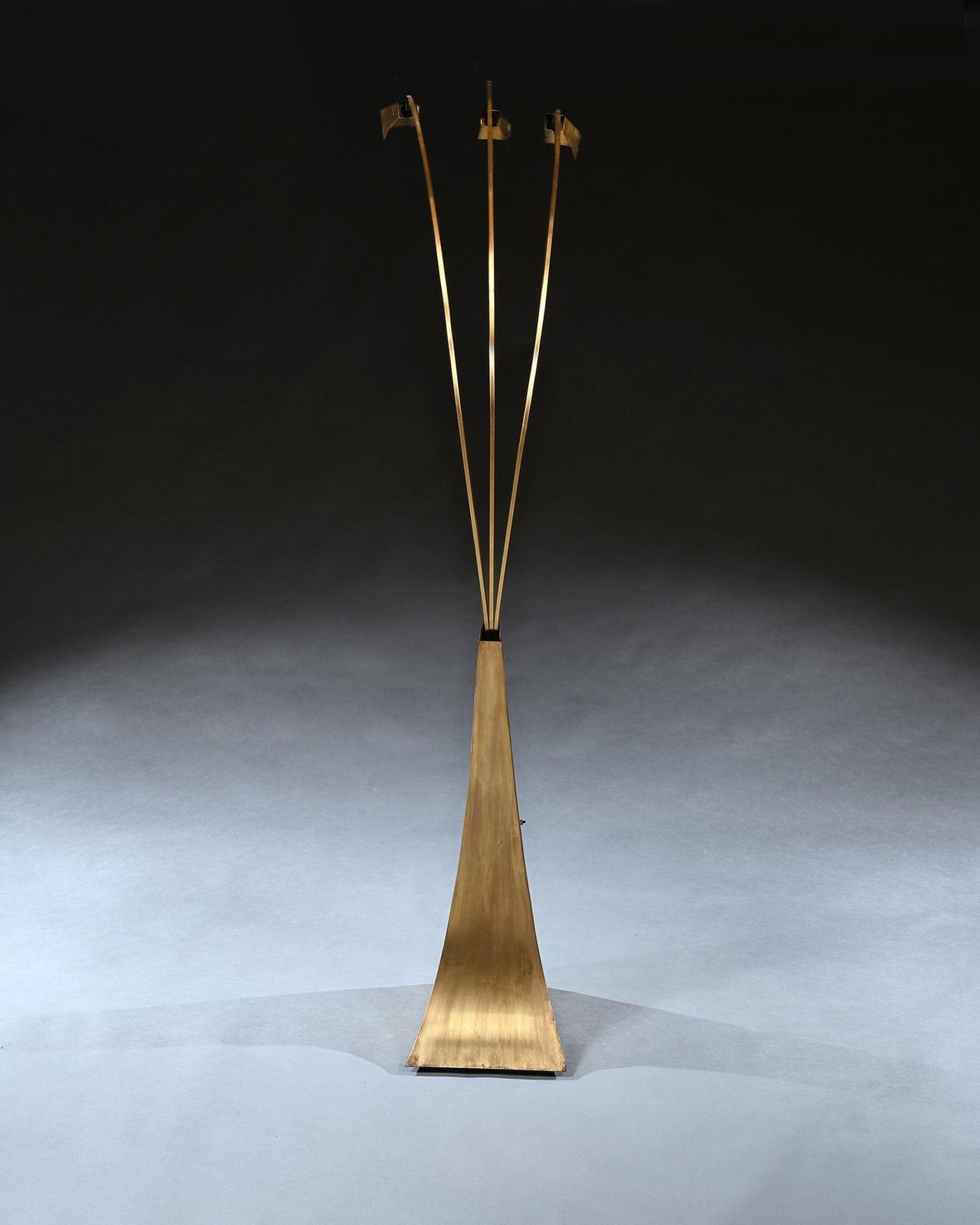 Mid 20th Century Italian Brass Three Arm Floor Lamp 1960 photo buy