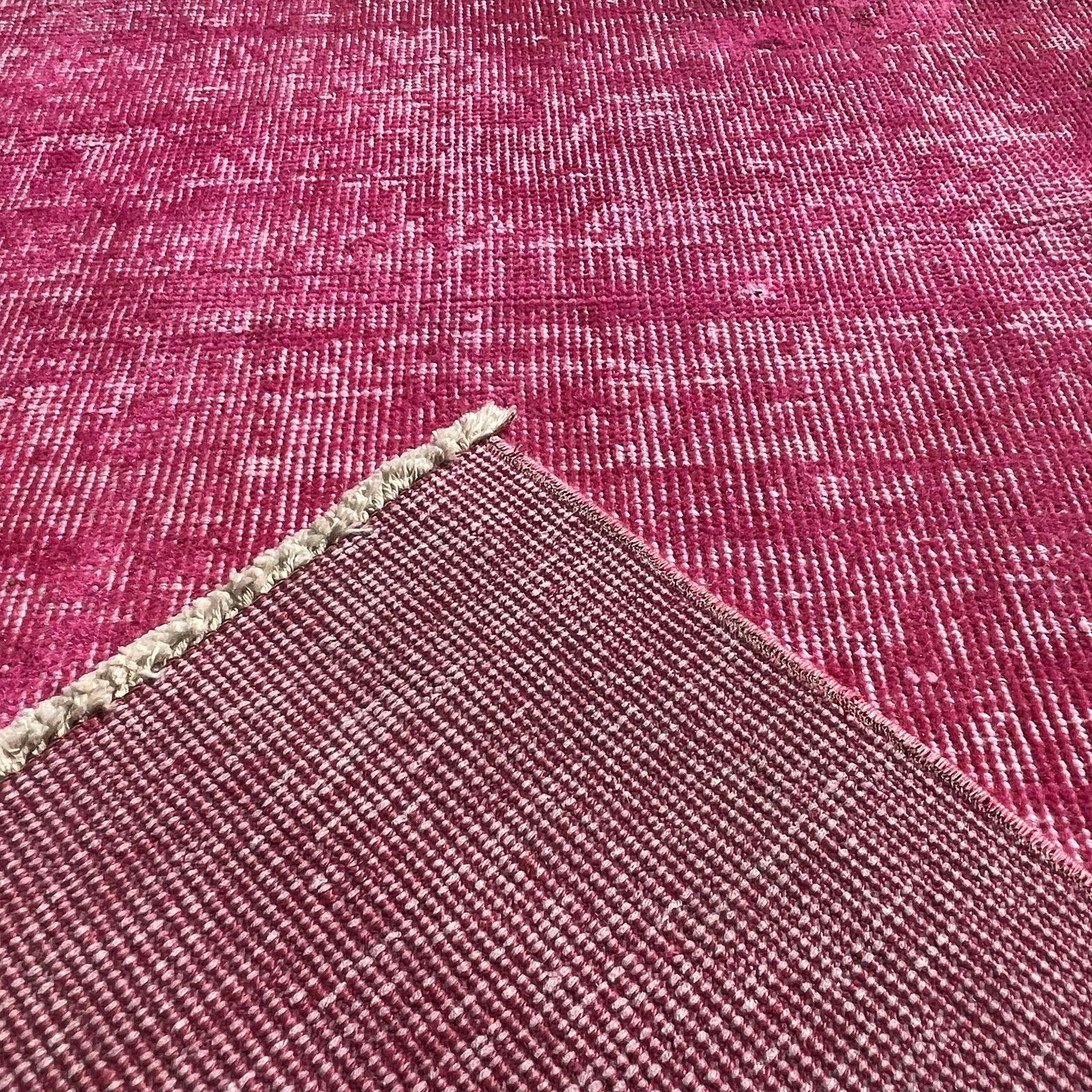 Distressed Turkish Narrow Runner 278 X 68 Cm Wool Vintage Rug, Over Dyed Pink photo Textiles
