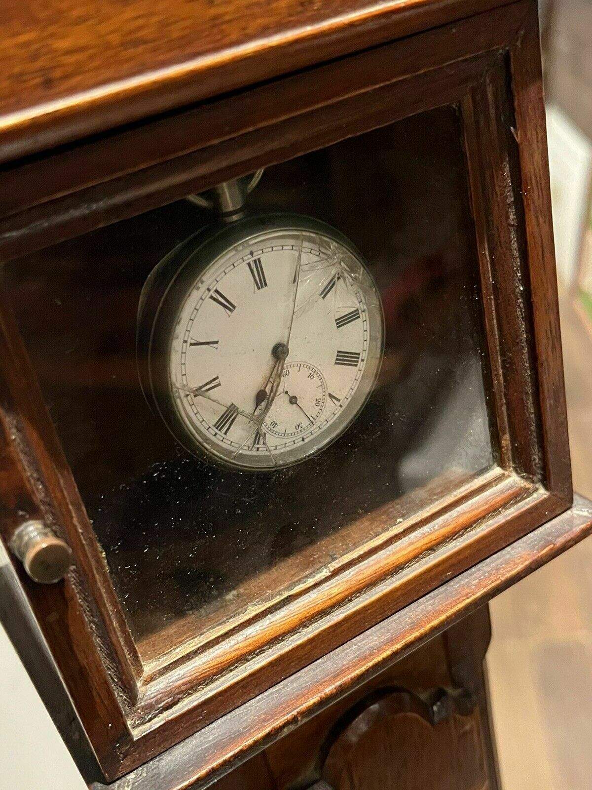 Pocket Watch Holder. Miniature Mahogany Longcase. We Ship Worldwide. photo buy