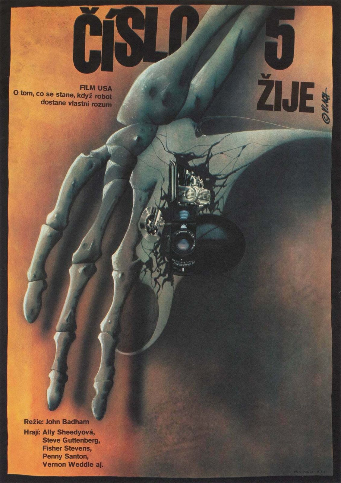Short Circuit 1989 Czech A3 Film Poster, Zdenek Vlach