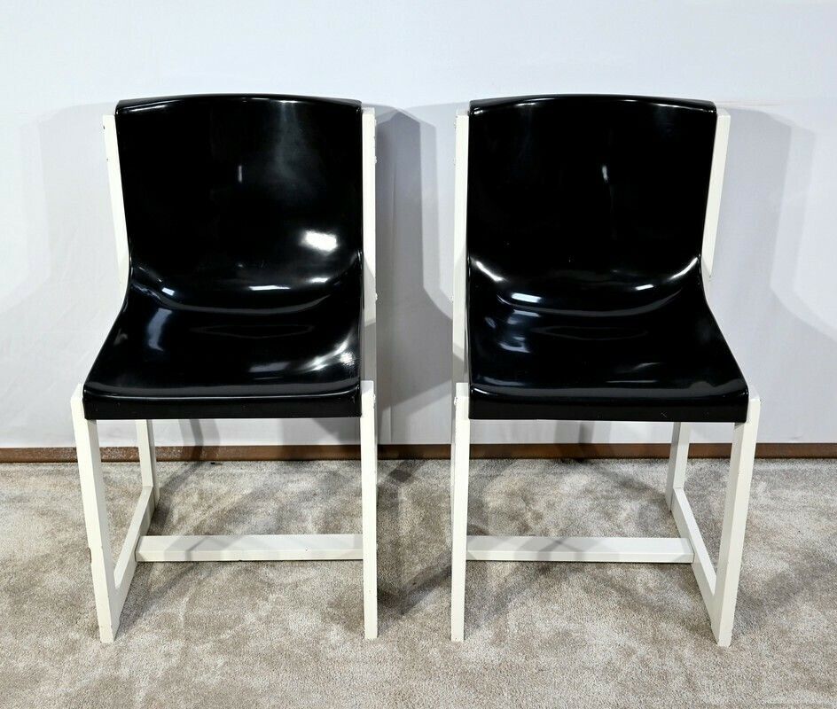 Pair Of Lacquered Wood Chairs, Signed P.Gautier  1960 photo furniture