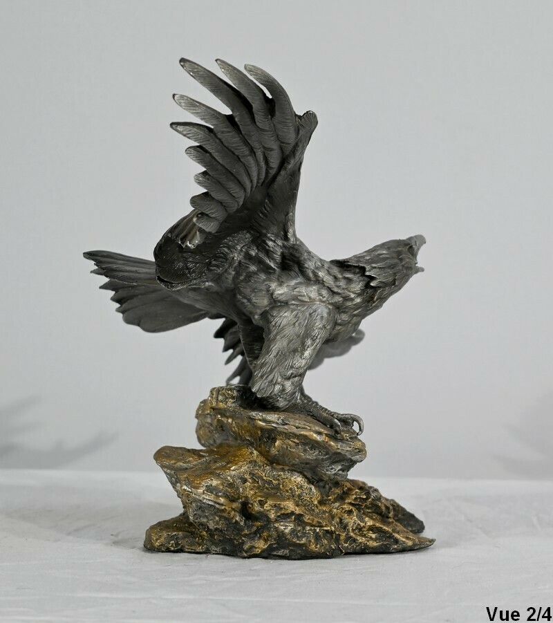 Art Pewter Sculpture "Bald Eagle", Signed P.Brunelle   Xxth photo