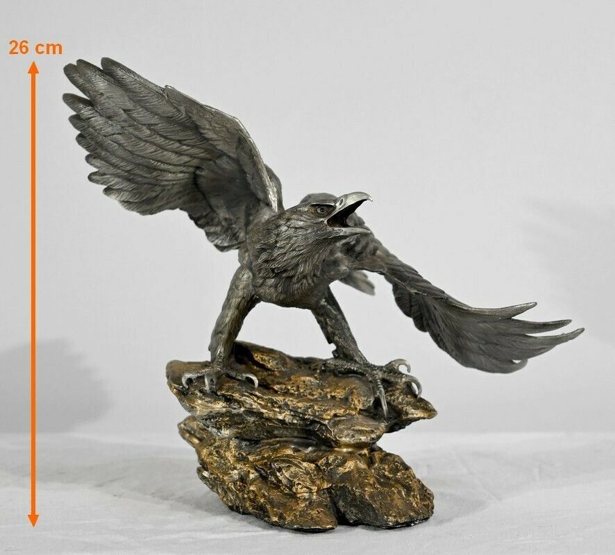 photo buy Pewter Sculpture "Bald Eagle", Signed P.Brunelle   Xxth