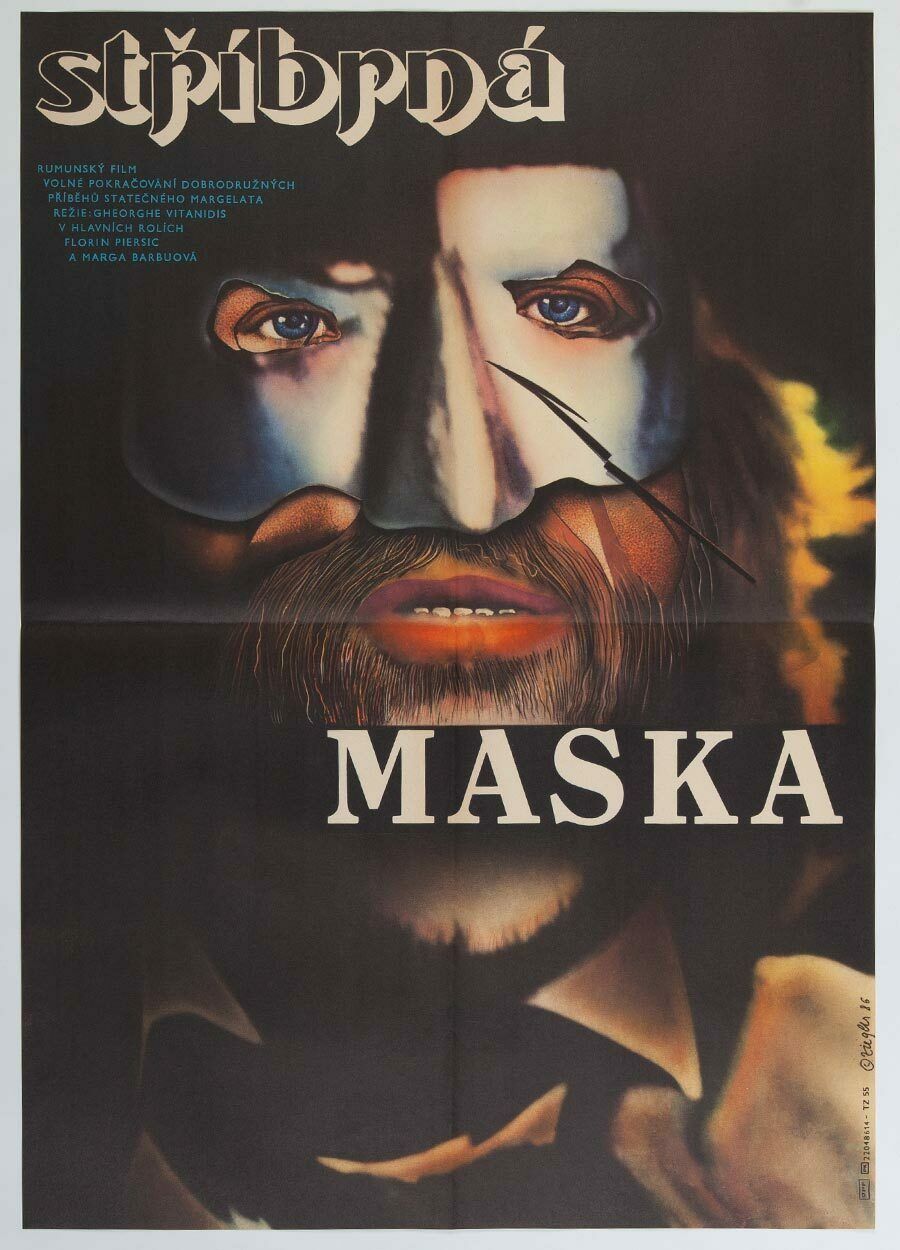 Original Film Poster, The Silver Mask, Zdeněk Ziegler, 1986, Genuine Czech Vintage Print