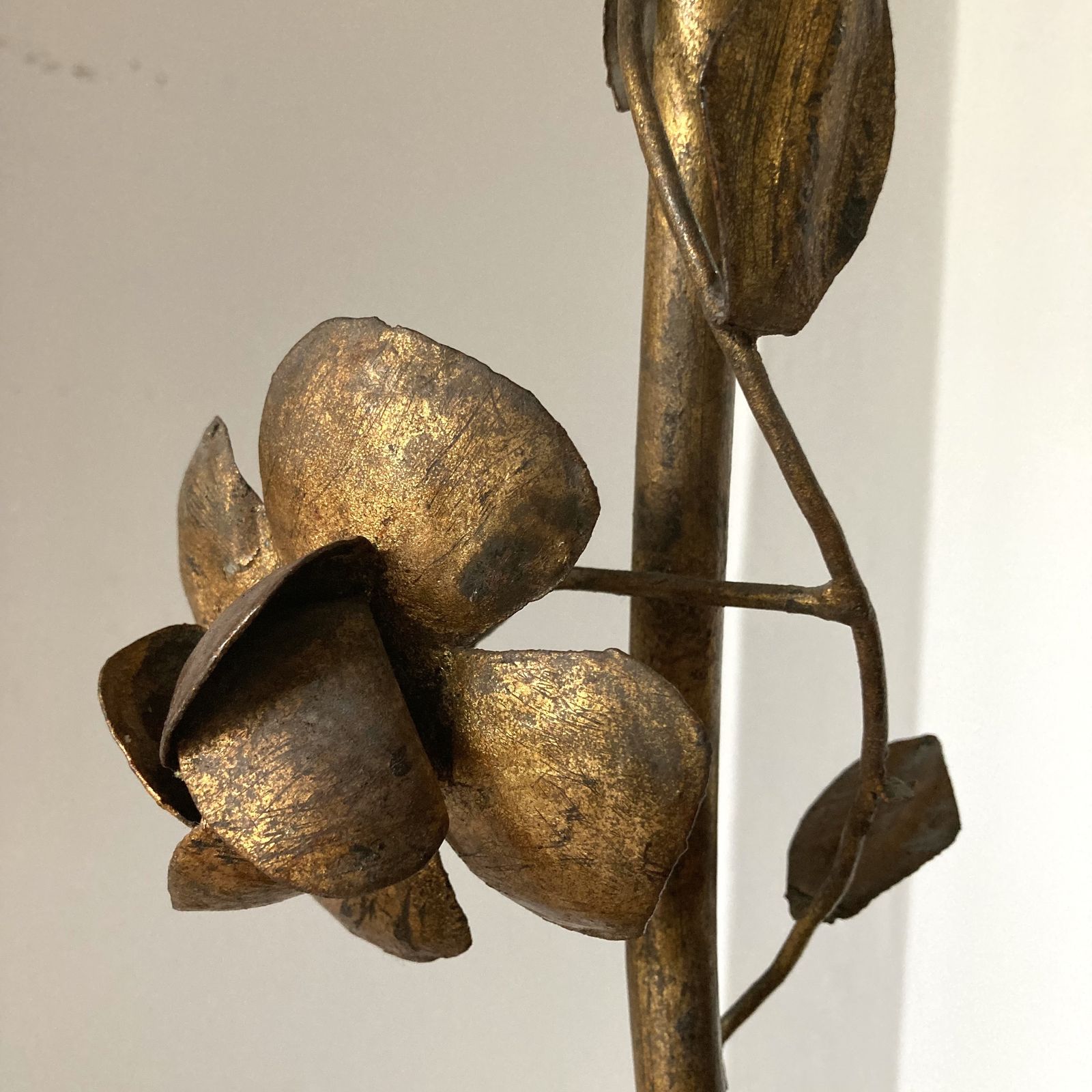 Flowery Gilt Metal Floor Lamp, 1960s photo for sale