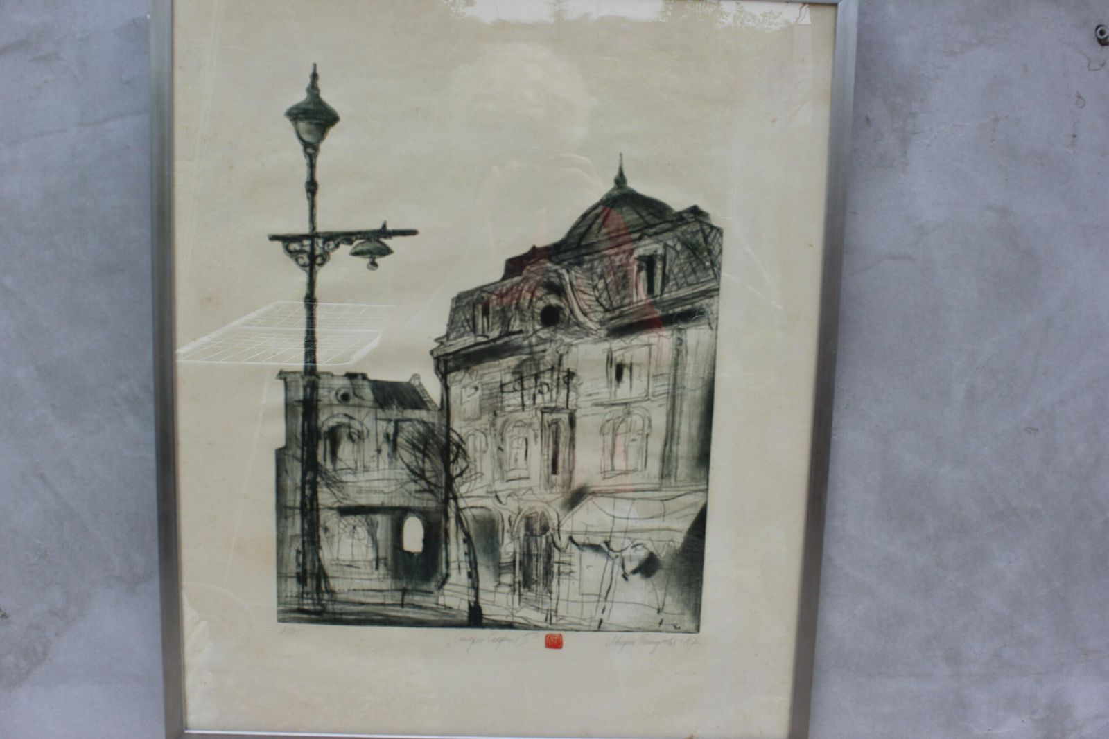 Original Collage Drawing Black And White Art Deco Houses, '87, Signed By Yavora Petrova photo for sale