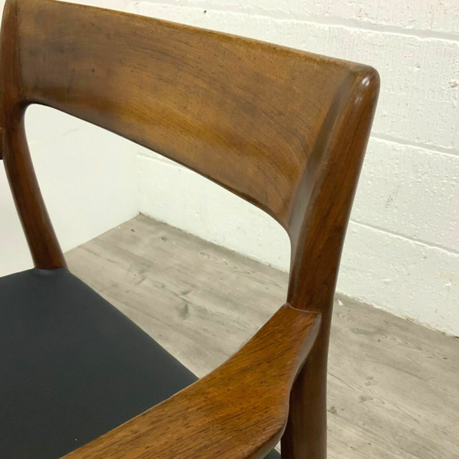 photo buy A Pair Of Niels Otto Moller Rosewood Model 57 Office Dining Chairs In Black Leather Rare