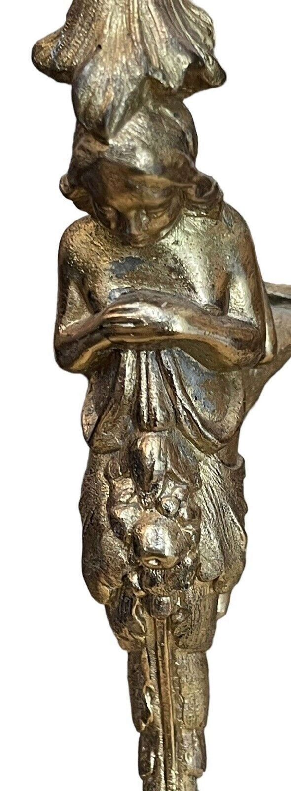 Antique Bronze French Ewer Renaissance Revival Cherub Lamps Circa 1940 photo 500.0