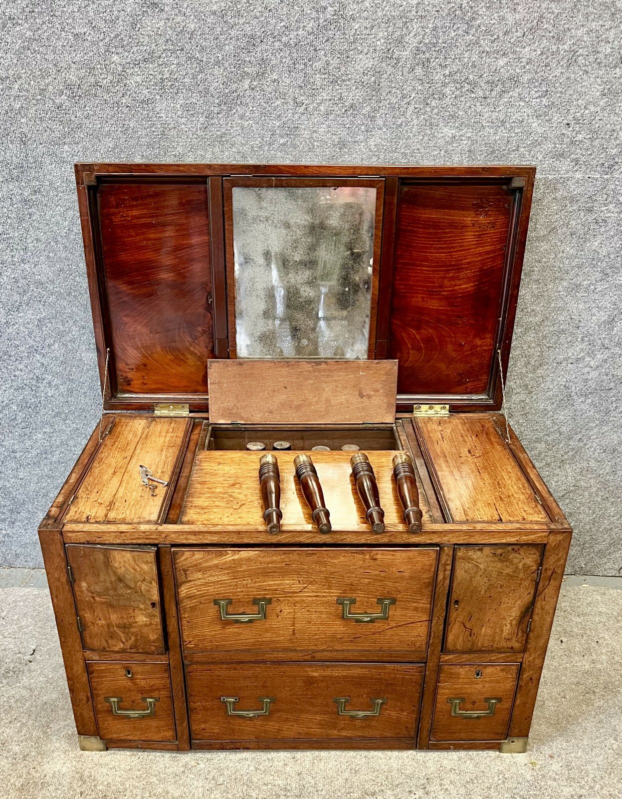 Unusual George III Mahogany Campaign Dressing Chest photo Furniture