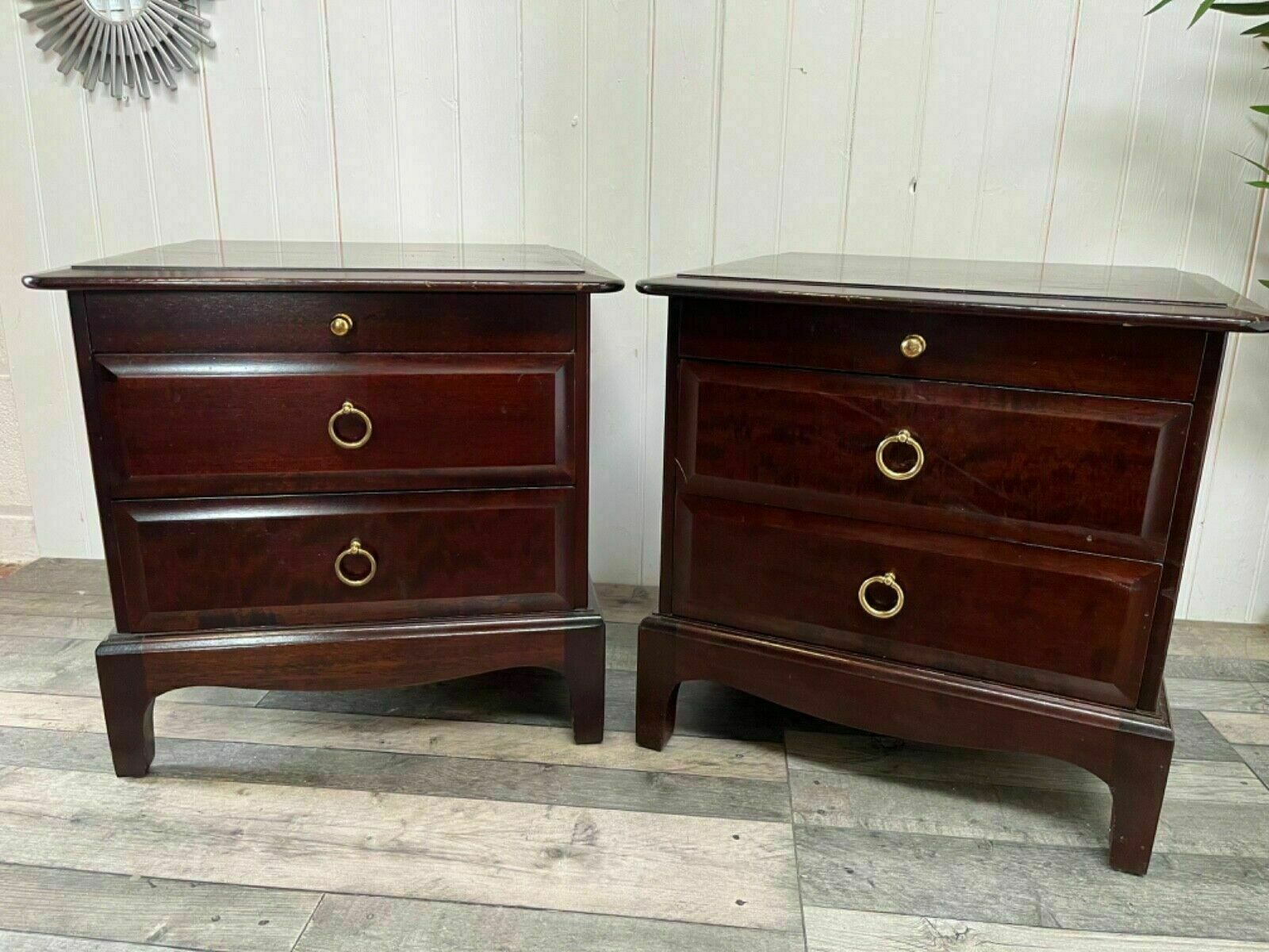Vintage Stag Pair Of Bedside Drawers Custom Painted