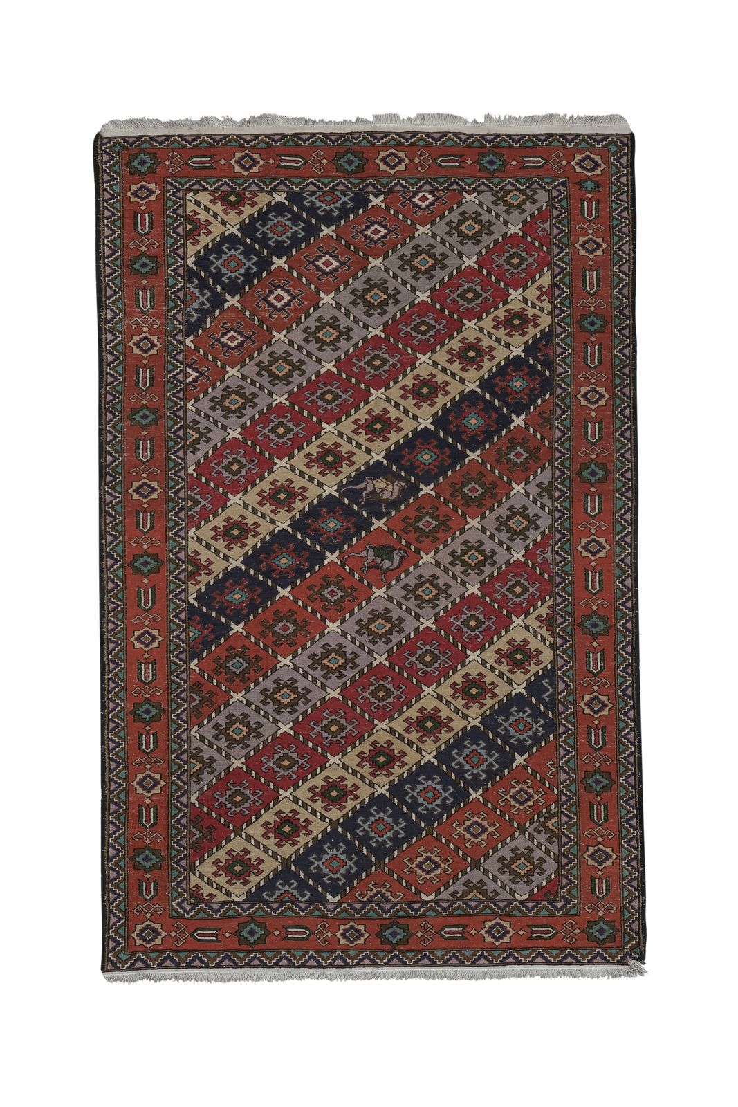 19th Century Tribal Animal Vintage Soumac Flat Weave Rug