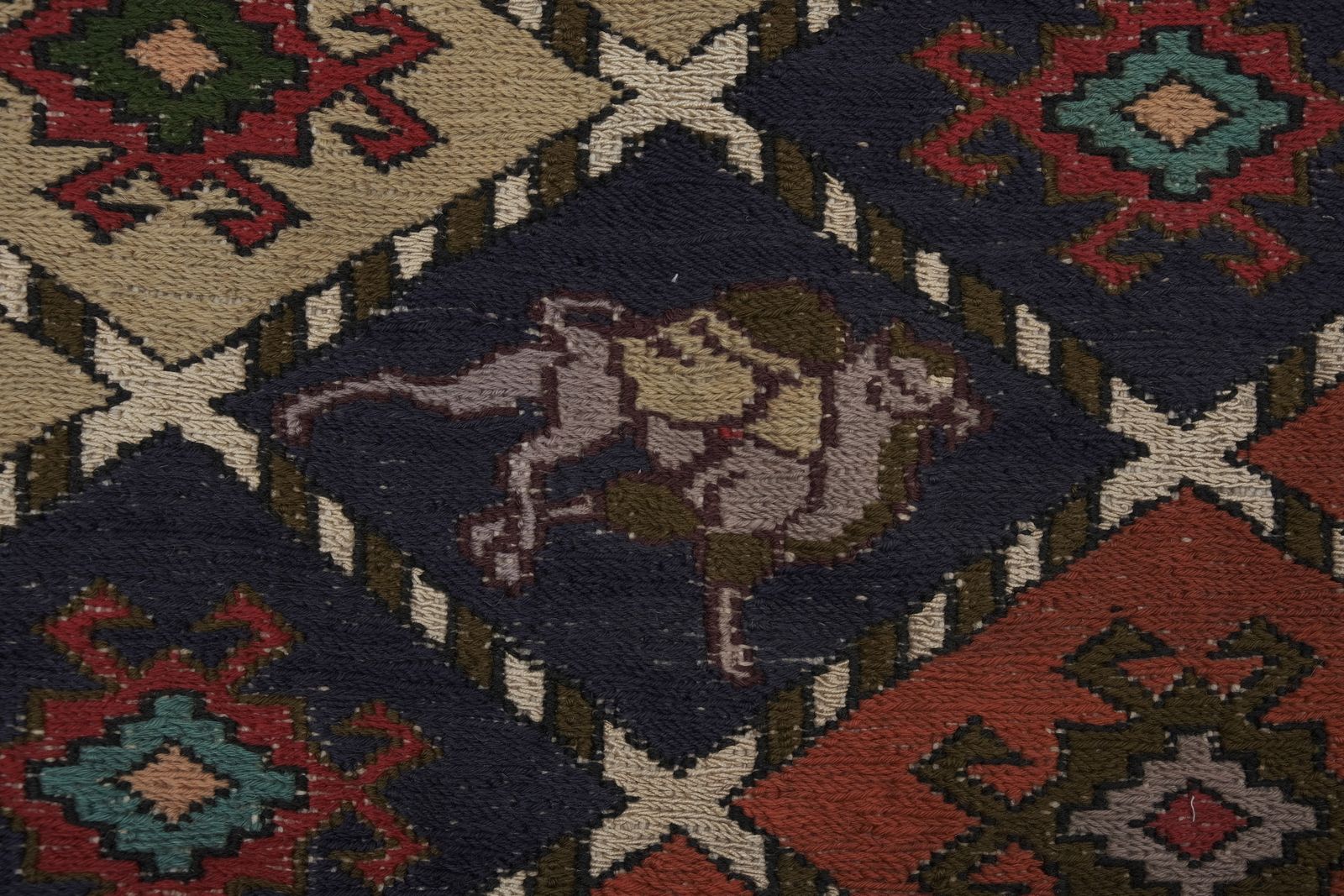 19th Century Tribal Animal Vintage Soumac Flat Weave Rug photo vinterior