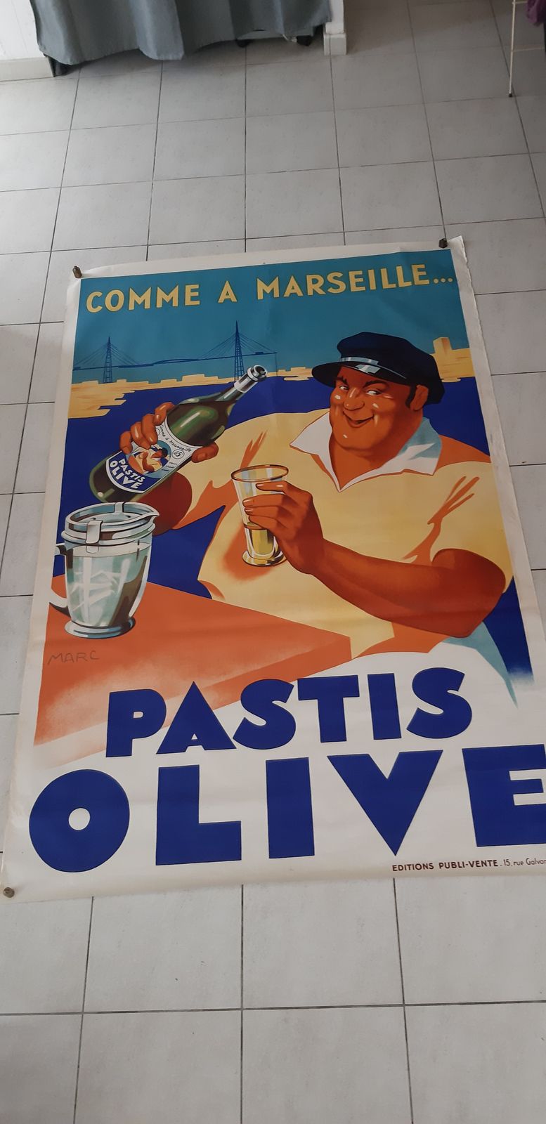 Original Poster From 1935 Du Pastis Olive photo furniture