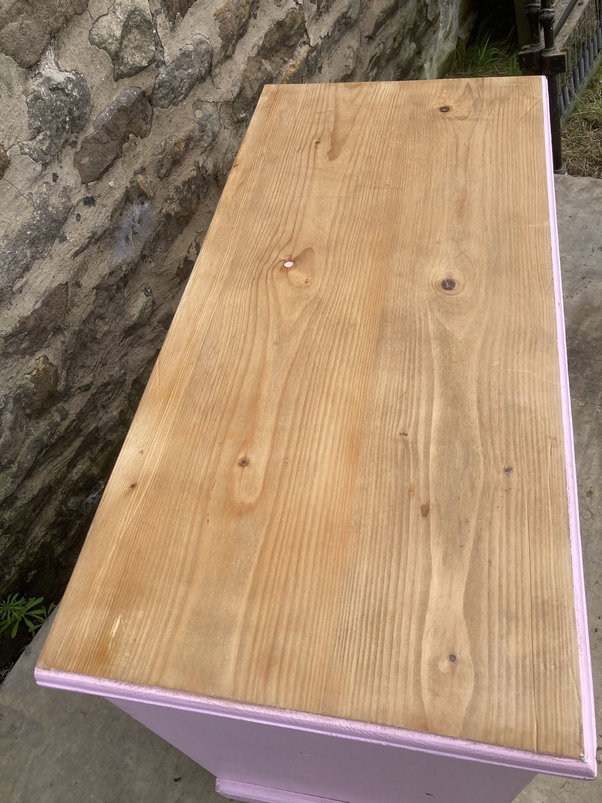 Pine Pink Painted Chest Of Drawers photo vintage