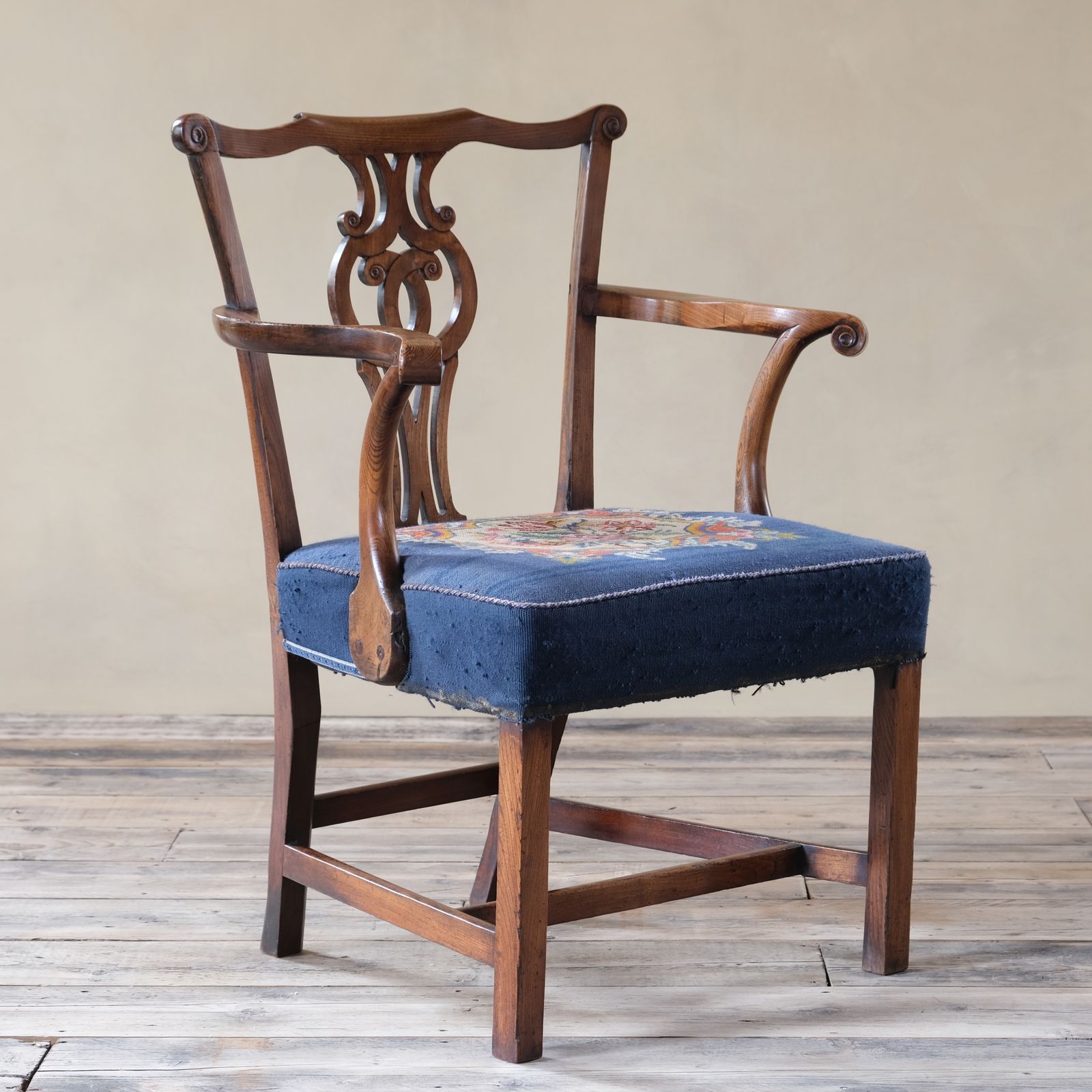 Chippendale 18th Century Georgian Elm Armchair photo Furniture