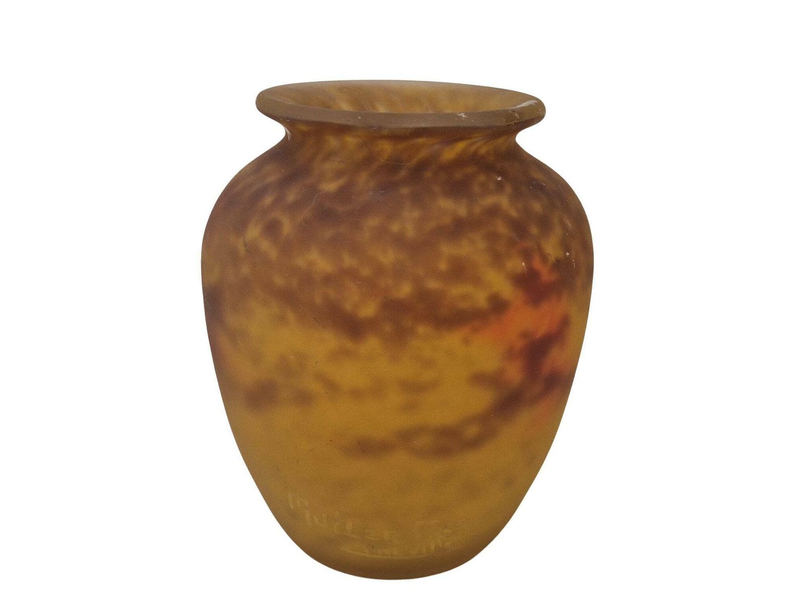 Art Nouveau Glazen Vaas Van Muller Frères Luneville – Antiek Frans Pâte De Verre Bloemhouder photo Woonaccessoires