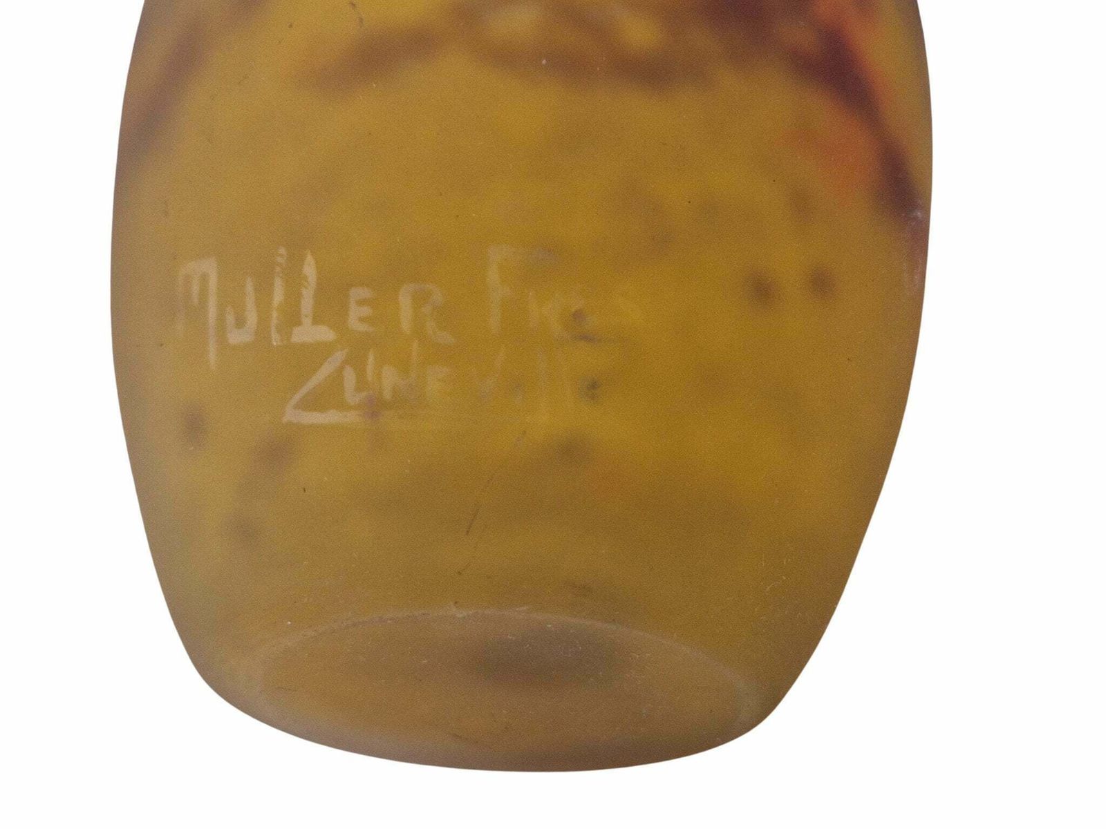 Art Nouveau Molten Glass Vase By Muller Brothers Luneville, Antique French Pate De Verre Flower Holder photo buy