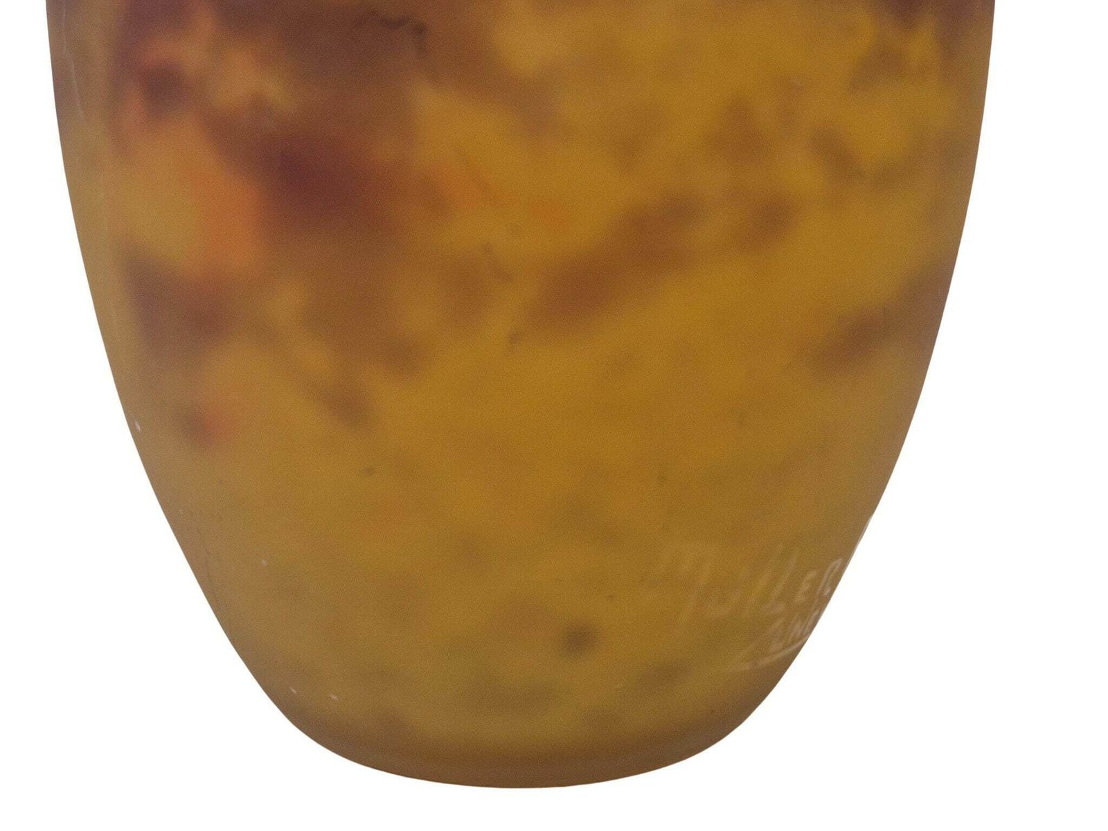 Art Nouveau Molten Glass Vase By Muller Brothers Luneville, Antique French Pate De Verre Flower Holder photo vintage
