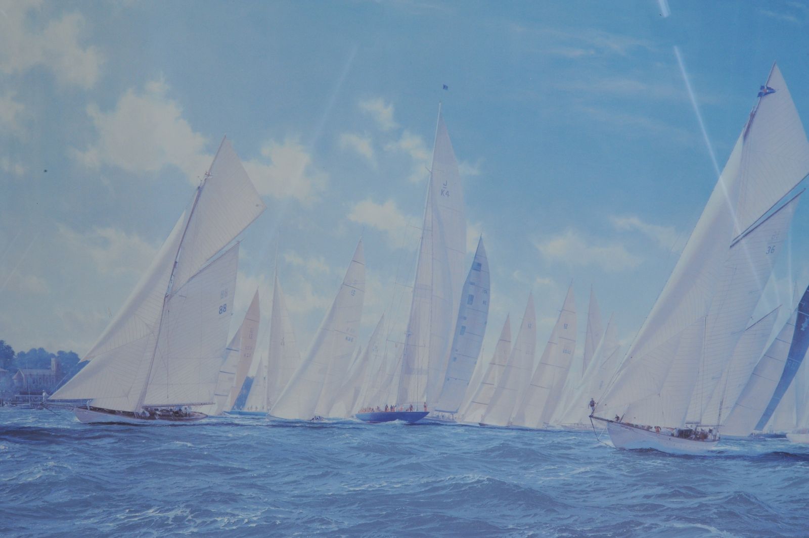A Very Large Superb Vintage America's Cup 2001 Signed Limited Edition Print By Steven Dews photo for sale