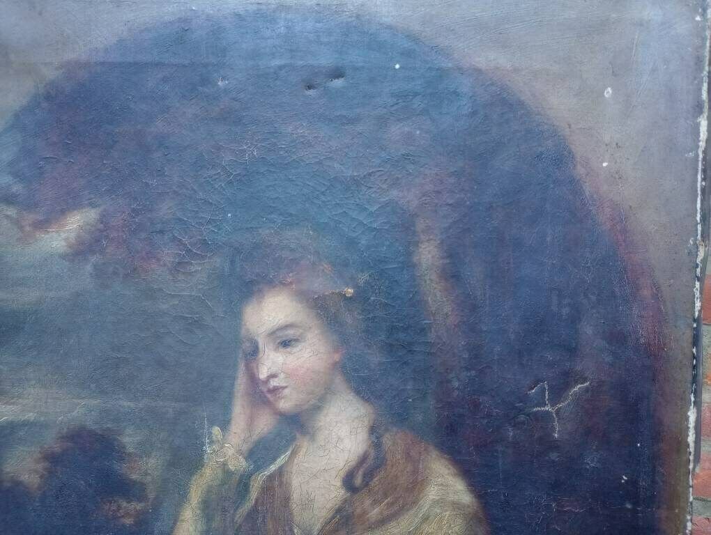 Beautiful Antique Georgian Oil Portrait Painting By Follower Of Gainsborough photo buy