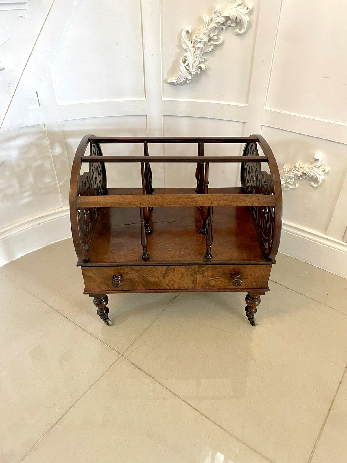 photo for sale Large Antique  Freestanding Burr Walnut Canterbury