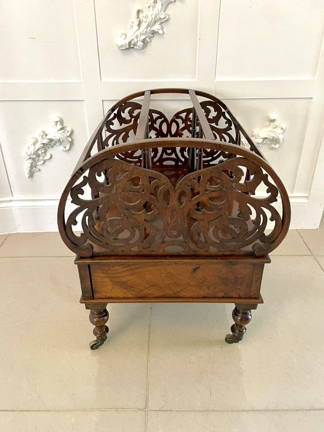 Home Decor Large Antique  Freestanding Burr Walnut Canterbury photo