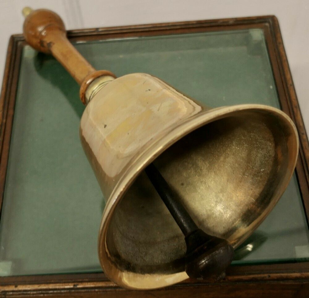 Old Brass Hand Bell, Town Cryer’s Or School Bell photo vinterior