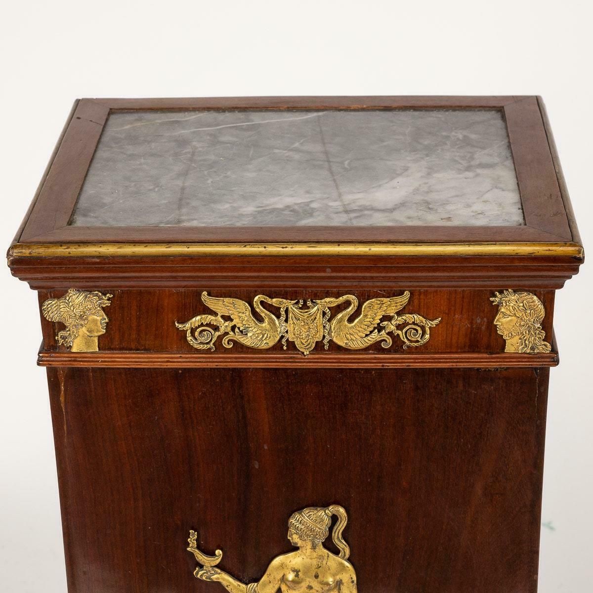 2495.0 19th Century French Empire Style Ormolu Mounted Wood & Marble Pedestal, C.1890 photo