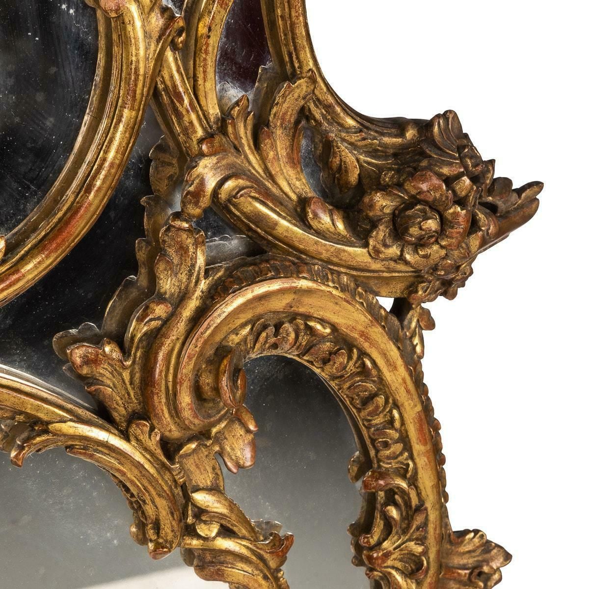 19th Century French Rococo Carved Giltwood Mirror, C.1860 photo vintage
