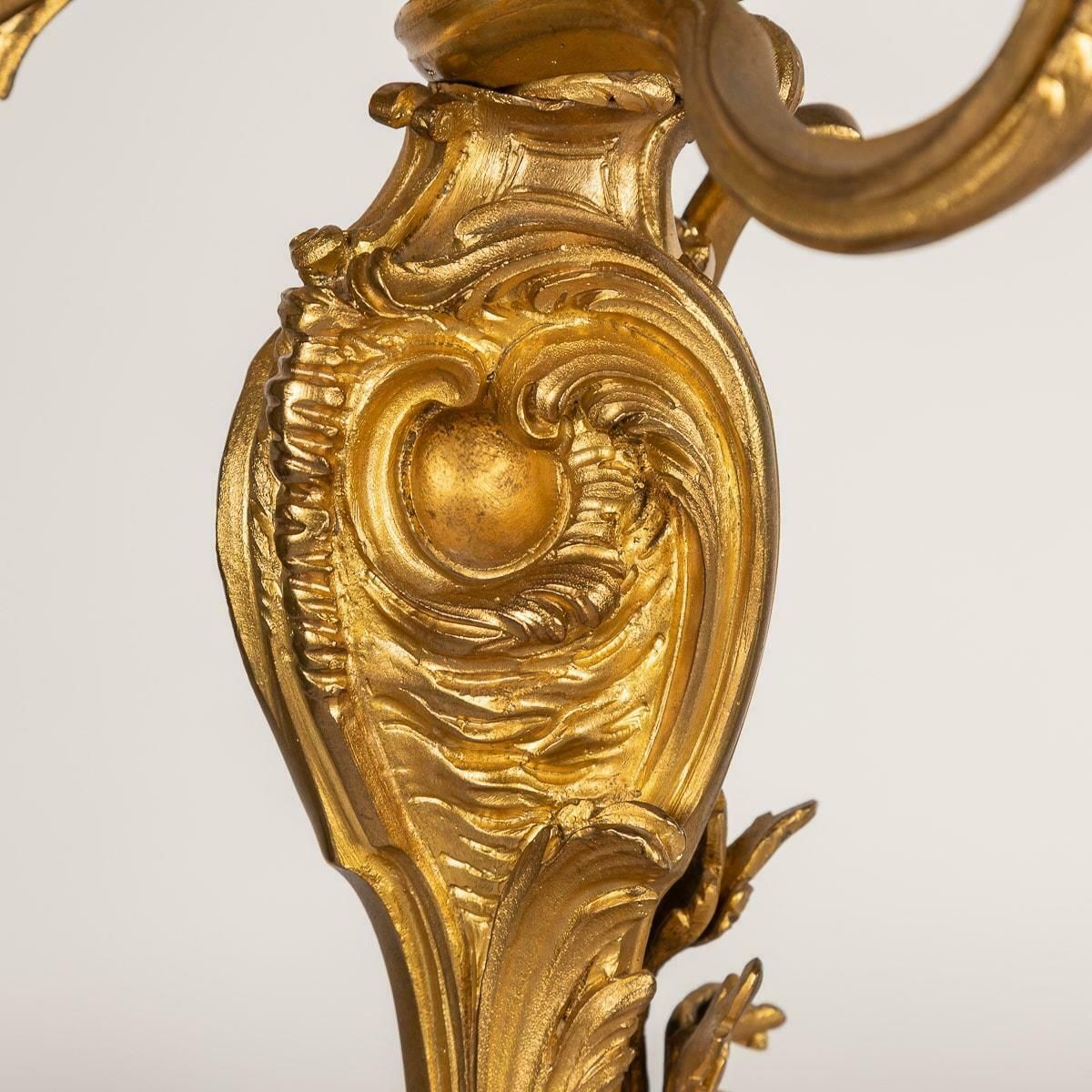 photo for sale 19th Century French Pair Of Louis XV Style Ormolu Four Light Candelabra, C.1880
