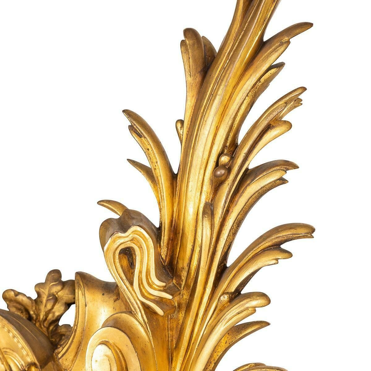 19th Century French Pair Of Ormolu Bronze Fireplace Chenets, C.1840 photo vintage