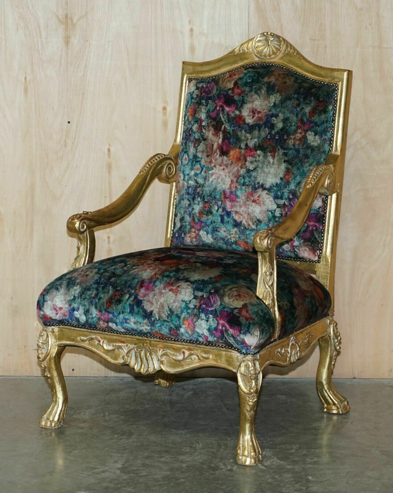 Pair Of Antique Original Giltwood Framed French Louis XV Fauteuils Armchairs photo furniture