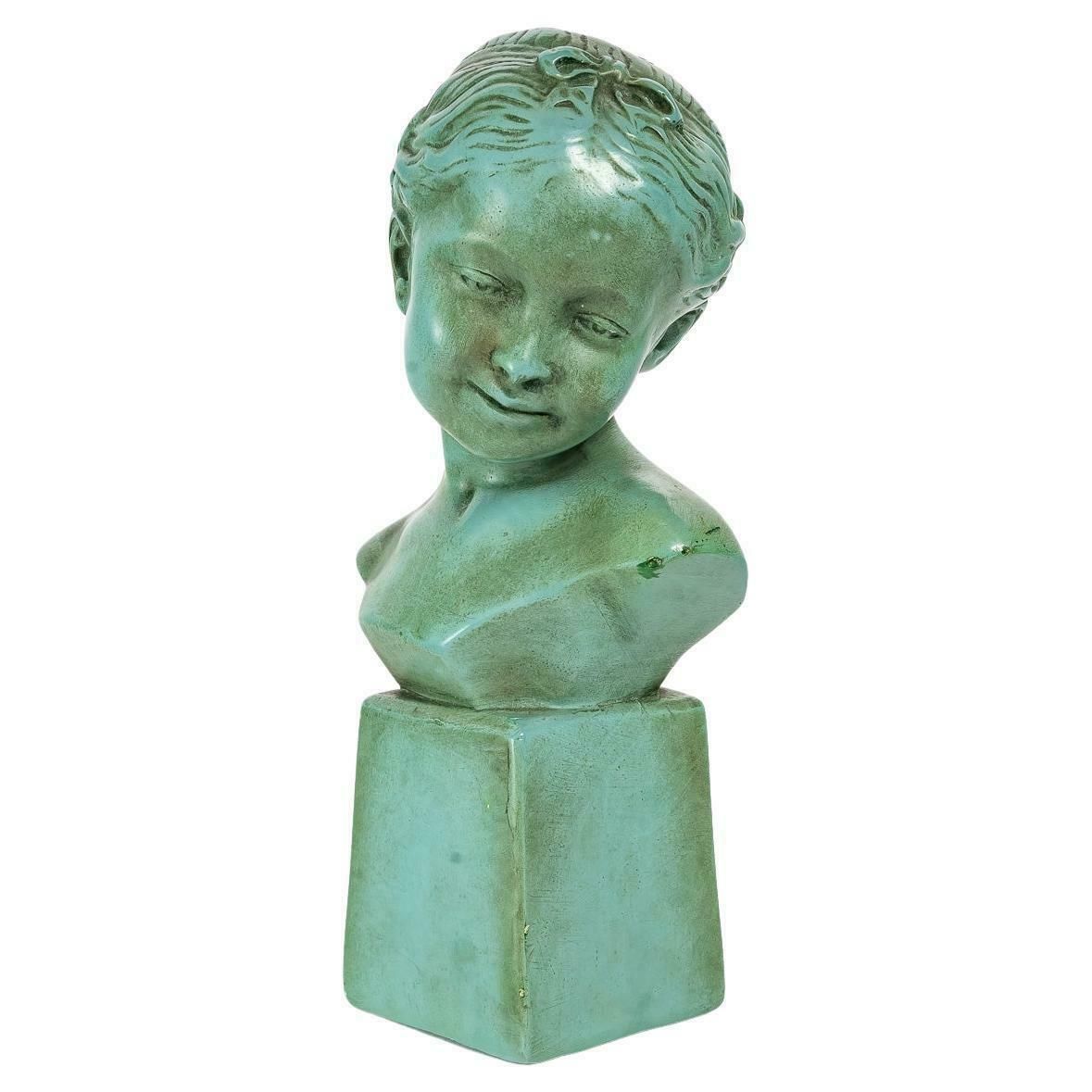 Lacquered Plaster Sculpture, Bust Of A Young Girl