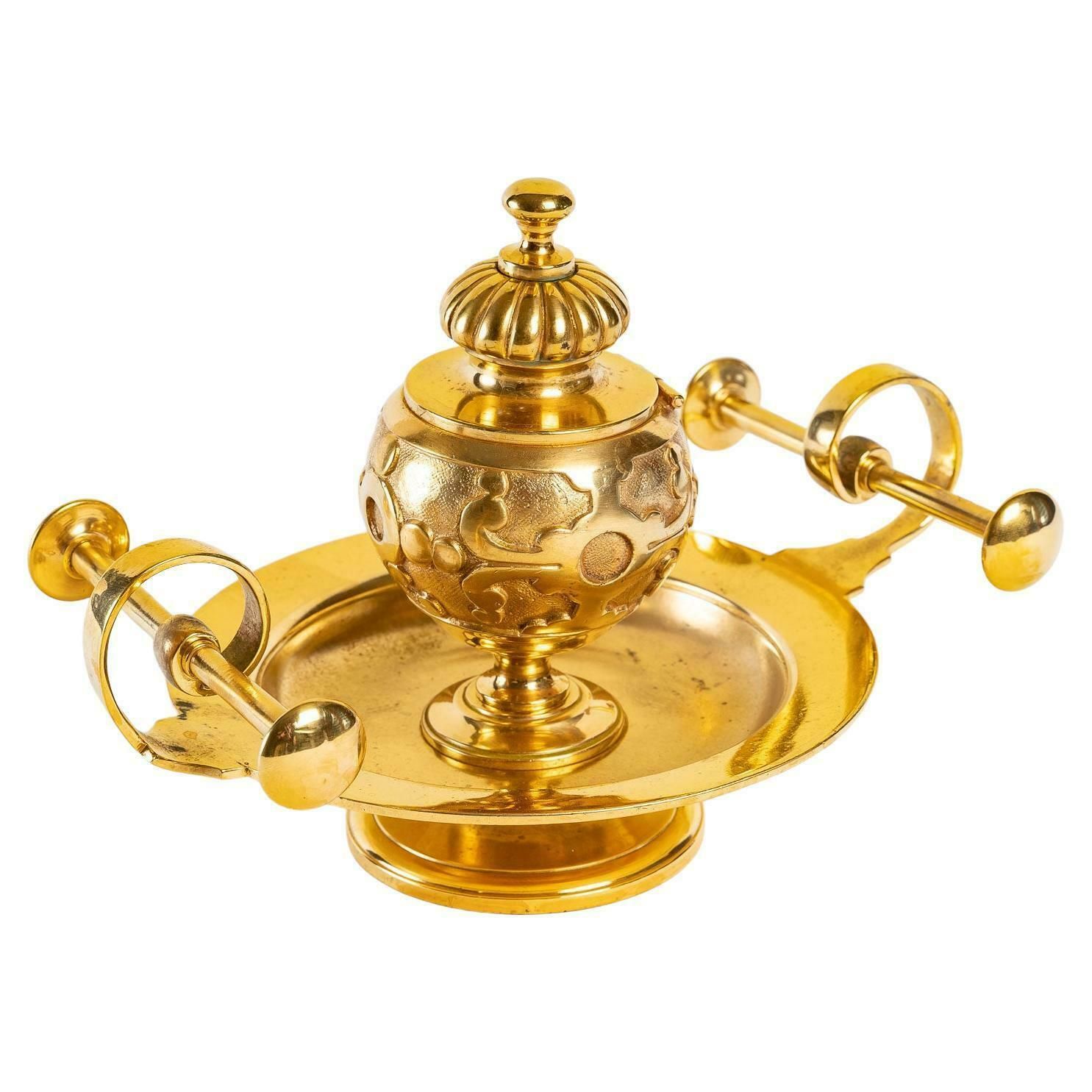 Inkwell Of The Xixth Century In Gilded Bronze