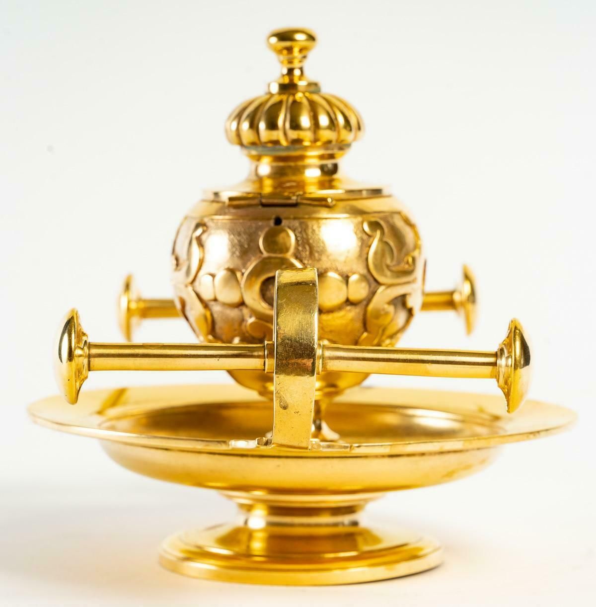 Inkwell Of The Xixth Century In Gilded Bronze photo vinterior