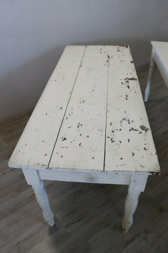 Long Antique Dining Tables In Lacquered Poplar, 19th Century, Set Of 2 photo for sale