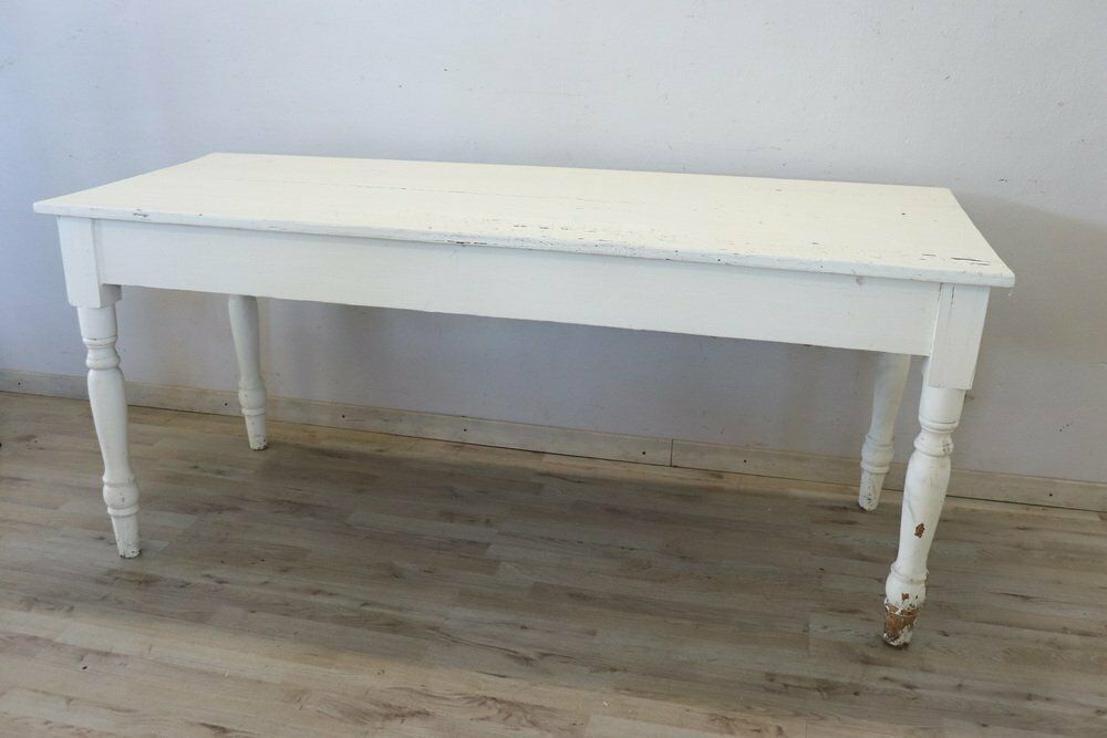 Long Antique Dining Tables In Lacquered Poplar, 19th Century, Set Of 2 photo Furniture