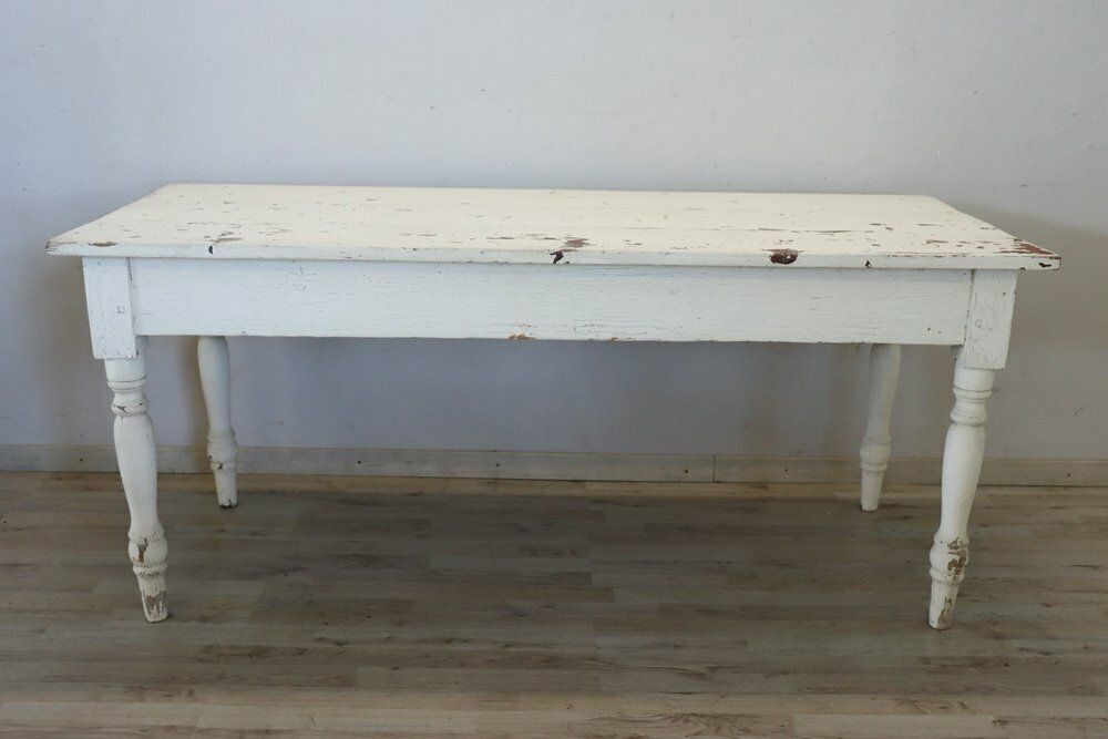 photo furniture Long Antique Dining Tables In Lacquered Poplar, 19th Century, Set Of 2
