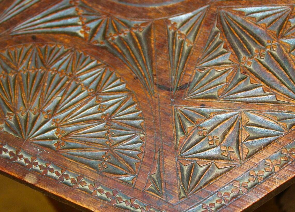 Arts And Crafts Oak Antique Moorish Side Table Vintage Wooden Victorian Hall Desk Industrial Occasional Coffee Book photo Furniture