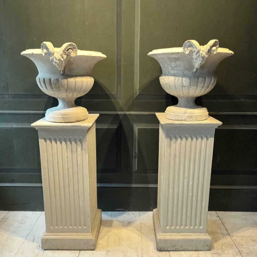 A Pair Of 19th Century Limestone Urns photo for sale