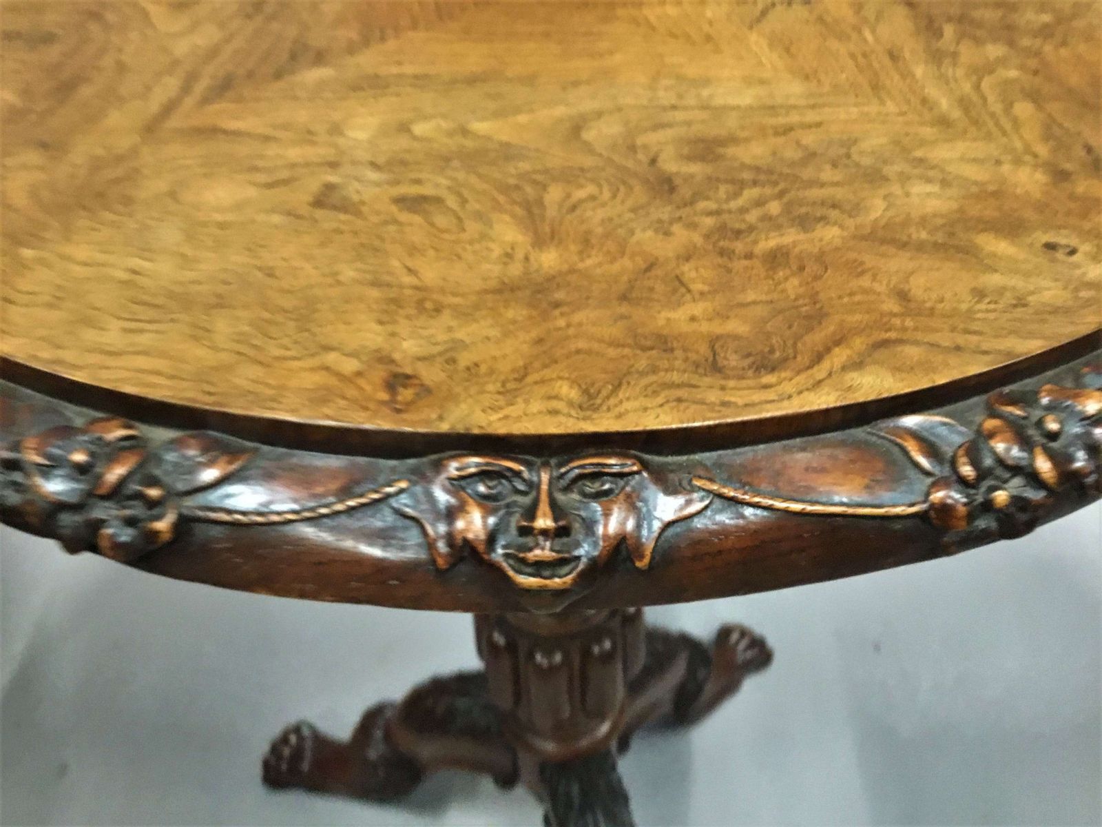 George IV Irish Pollard Oak Tripod Occasional Table photo vinterior